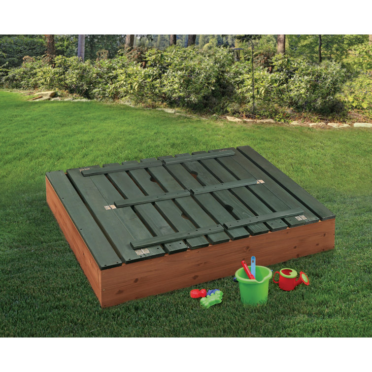 Badger Basket 46.5" x 9.5" Solid Wood Square Sandbox with Cover